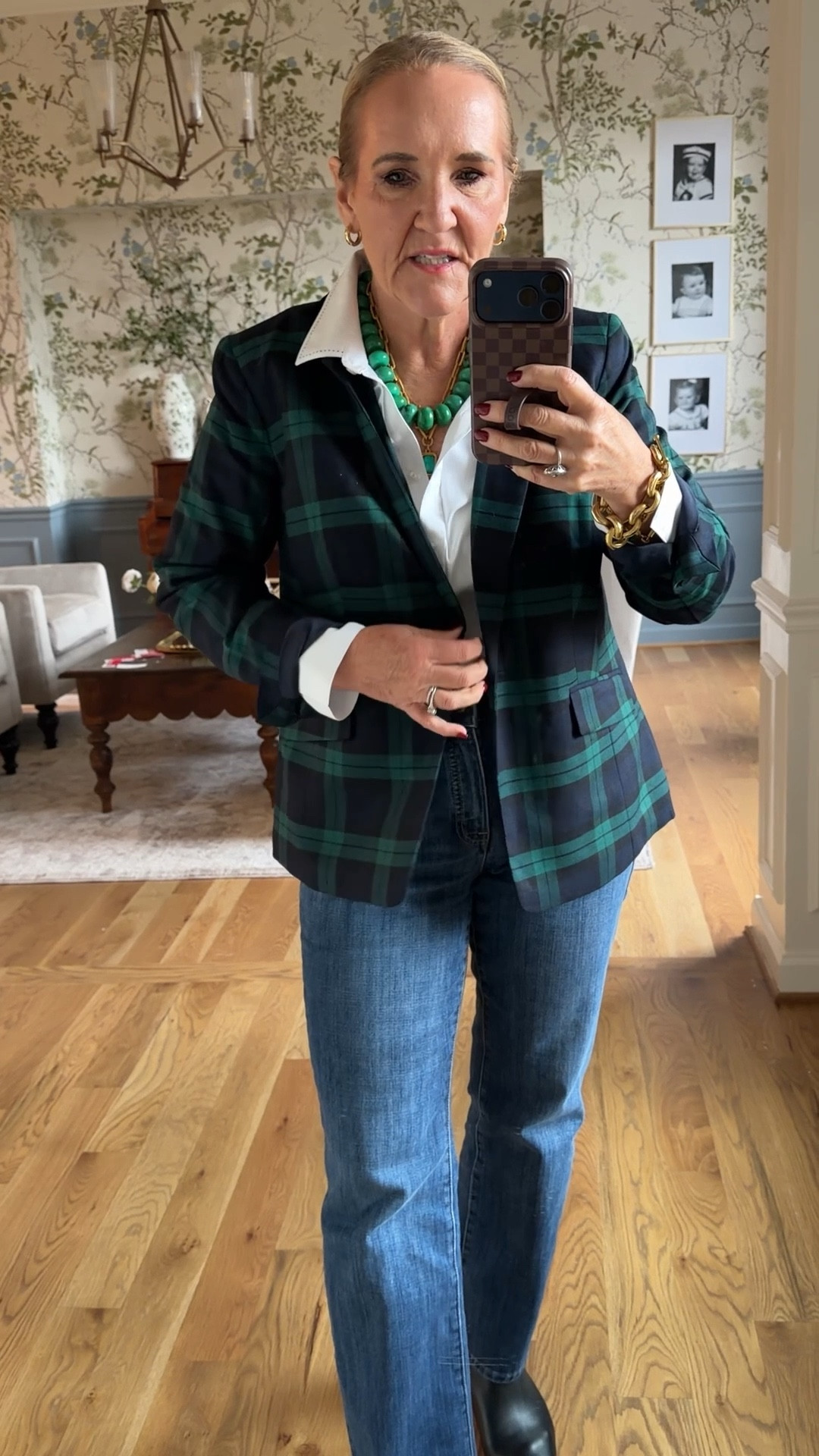 A little holiday outfit preview for ya! Julie Vos pieces on sale!

Plays blazer size 10 petite 
Jeans size 8 petite 
Blouse size 1.0
Boots size up 1/2


#LTKOver40 #LTKHoliday #LTKCyberWeek