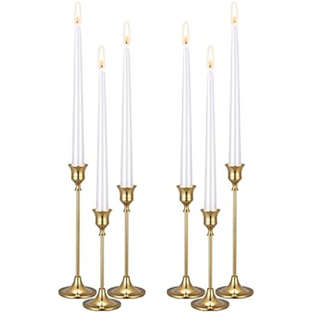 PNAVMG Candle Holders,Set of 6 Candlestick Holders for Taper Candles, Brass Gold Modern Decorative C | Amazon (US)