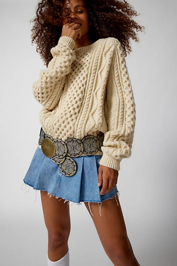 Large Round Leather Western Belt | Urban Outfitters (US and RoW)