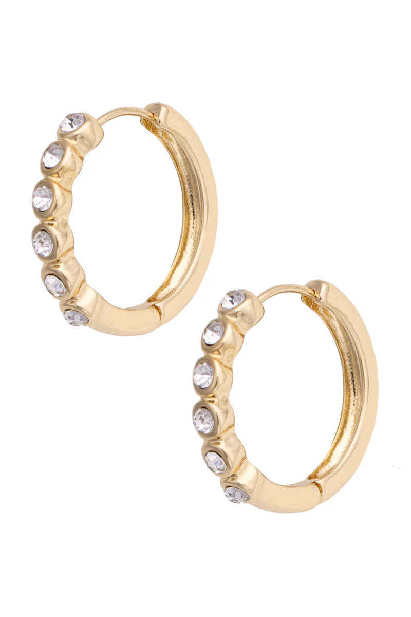 Frankie Pave Hinged Hoop Earrings in Shiny Gold | CANVAS