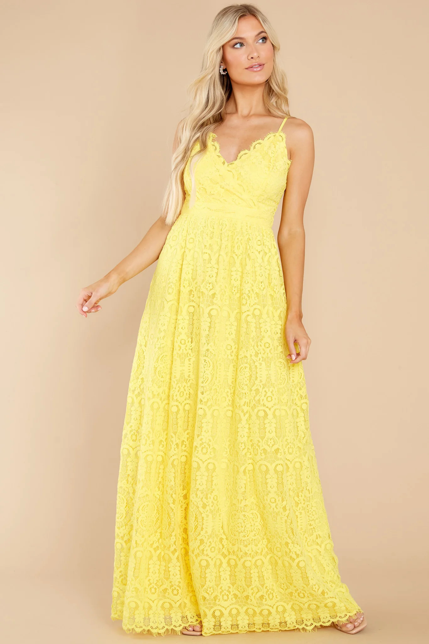 Ever After The Only Reason Yellow Lace Maxi Dress | Red Dress 