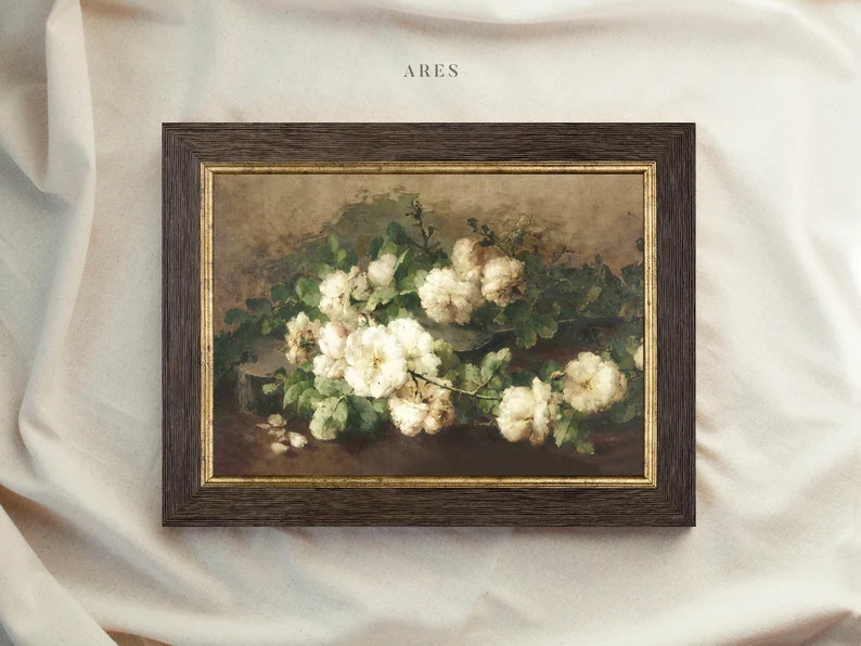 Vintage Art Prints Framed, Housewarming Gift, Antique Replica Painting, Flower Oil Painting, Orna... | Etsy (US)