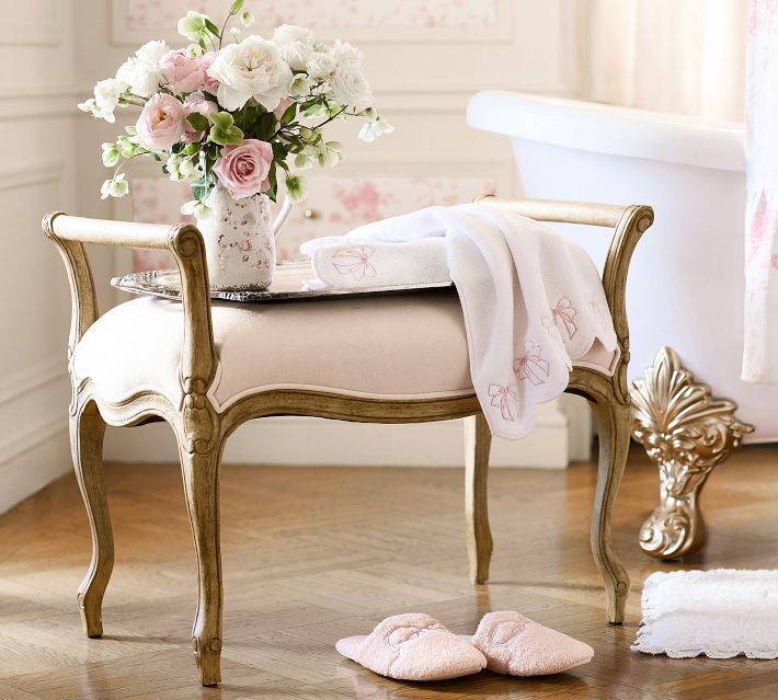LoveShackFancy Upholstered Vanity Stool | Pottery Barn (US)