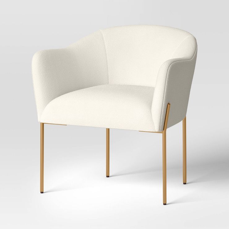 Gladden Rounded Back Anywhere Accent Chair Cream Boucle/Brass - Threshold™ | Target