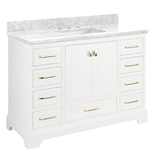 Signature Hardware 49" Quen Vanity in Soft White/Carrara Marble | Amazon (US)