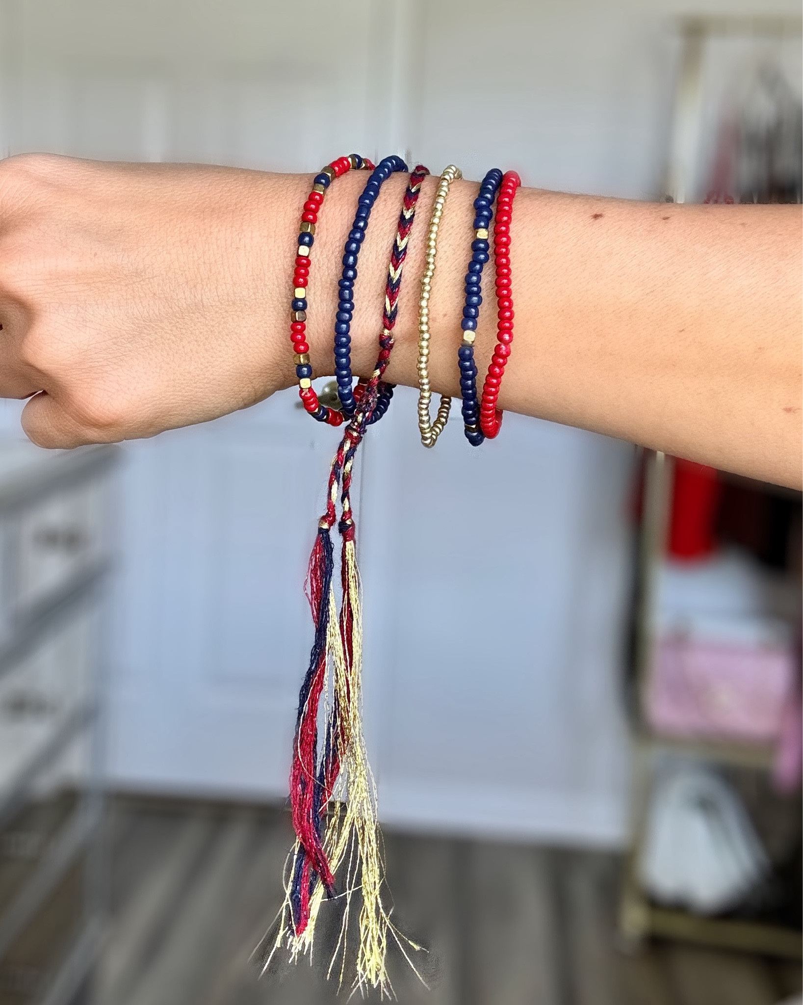 Bracelet stacks for the 4th of July! 

Patriotic / bracelet stack / arm candy / jewelry / red white and blue / Fourth of July / Jewelry inspo / accessories / bracelets 

#bracelet #jewelry #braceletstack #armcandy #jewelryinspo #bracelets #jewleryinspiration #styleinspo #patriotic #redwhiteandblue #4thofjulyoutfit #4thofjuly 

#LTKStyleTip #LTKFindsUnder100 #LTKSeasonal