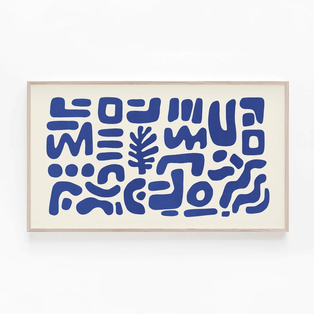 Samsung Frame TV Art, Navy Blue Beige Abstract Botanical Cut Outs, Samsung Frame TV Art Matisse, ... | Etsy (US)