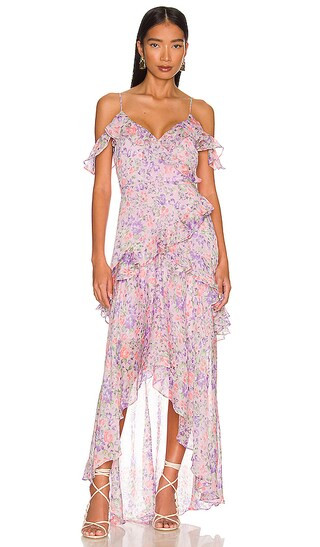 Pemberley Midi Dress in Pink Multi Floral | Revolve Clothing (Global)