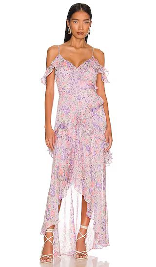 Pemberley Midi Dress in Pink Multi Floral | Revolve Clothing (Global)