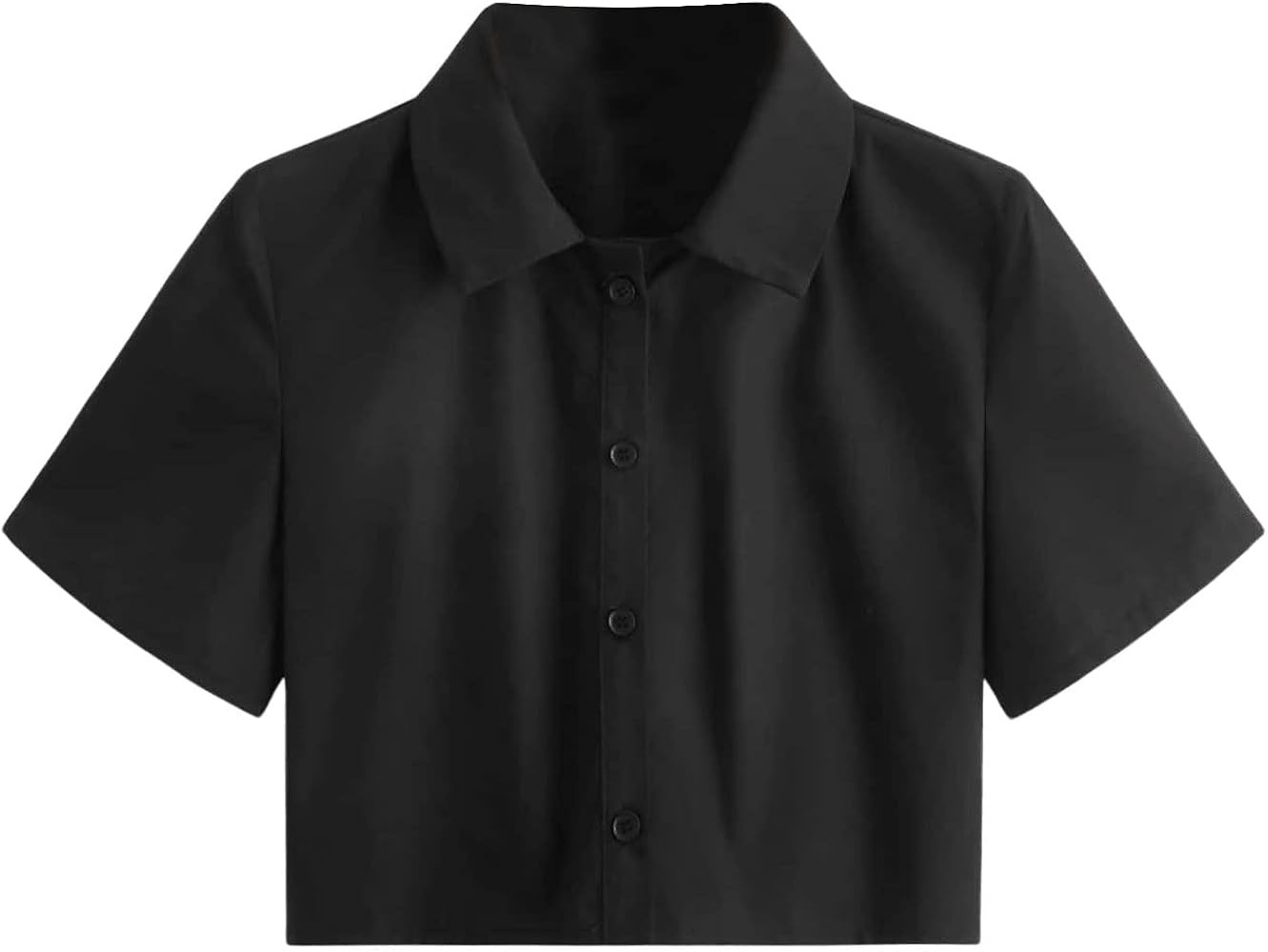 SweatyRocks Women's Casual Short Sleeve Button Down Shirt Collar Blouse Crop Top | Amazon (US)