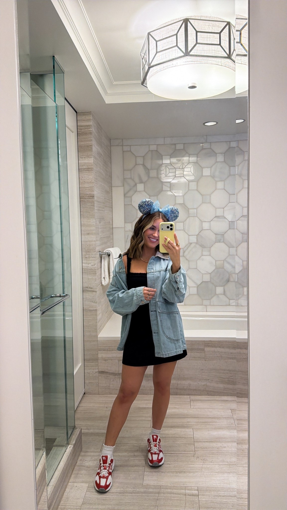 What I wore to Epcot yesterday! Wearing a small in this activewear dress + xs in free people jacket — Mickey ears, shoes & socks linked also. A comfy look for taking on the Disney parks as a mom! 

Disney vacation // Disney outfits // Disney mom // spring break 

#LTKTravel #LTKootd #LTKmomlife