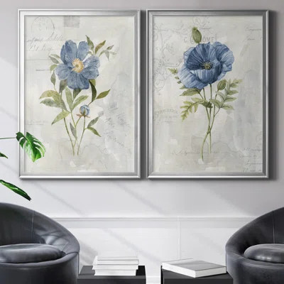 Blue Linen Peony - 2 Piece Painting Print Set | Wayfair North America