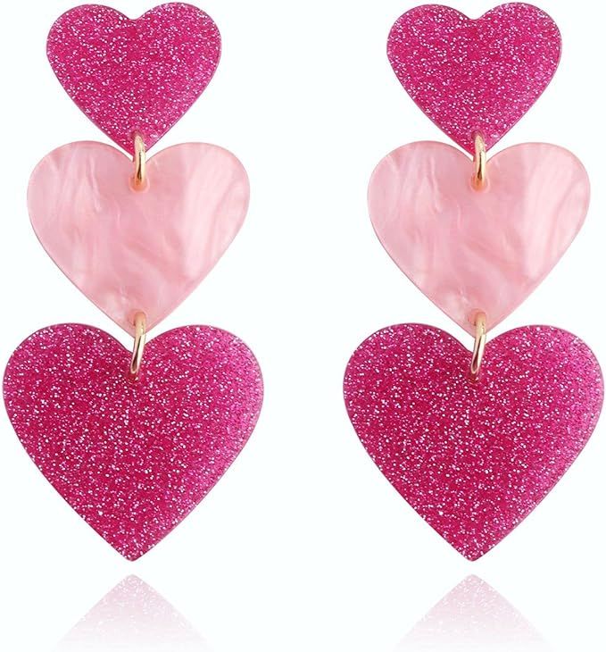 Love heart Earrings, Trendy Statement Earrings,SWIFTIE Concert Outfit Jewelry Fan Gifts, Lightwei... | Amazon (US)