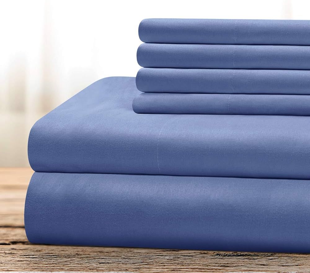 BYSURE Hotel Luxury Bed Sheets Set 6 Piece(California King, Hydrangea Blue) - Super Soft 1800 Thr... | Amazon (US)