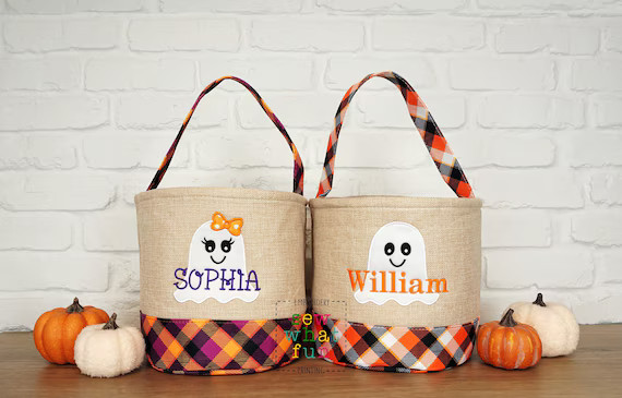 Trick or treat bag, Trick-or-treat bucket,  Halloween Bucket, Personalized, Halloween Basket, mon... | Etsy (US)