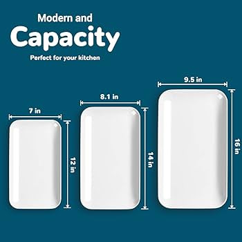 DELLING Large Serving Platter Set 16/14/12inch Large Serving Tray - Rectangular White Serving Tra... | Amazon (US)