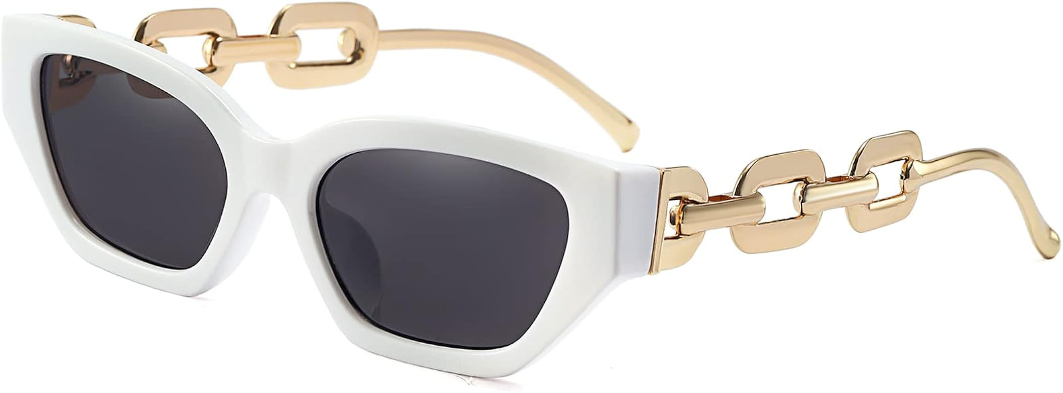 Dollger Retro Cat Eye Sunglasses for Women Hexagon Narrow Rectangle Frame Metal Chain Arm Luxury ... | Amazon (US)