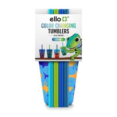 Ello Plastic 12oz 4pk Chameleon Color Changing Cups With Twist on Lids | Target