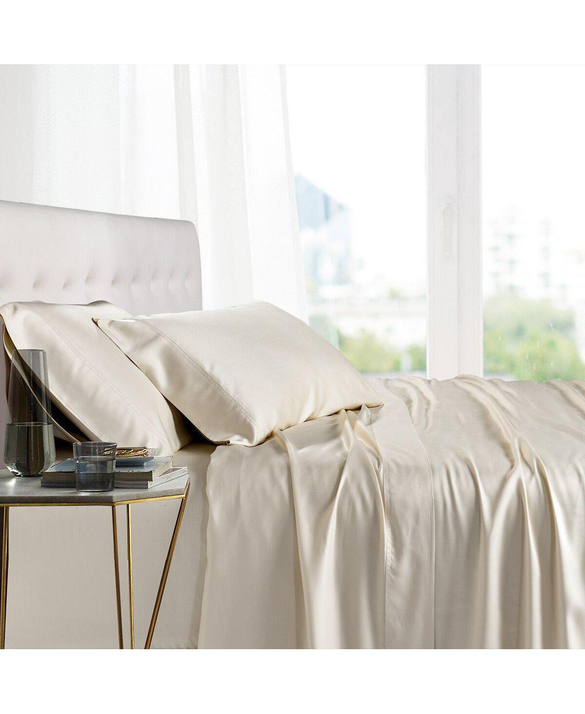 100% Viscose from Bamboo Sheet 5-Piece Set, Split California King - Ivory | Macy's