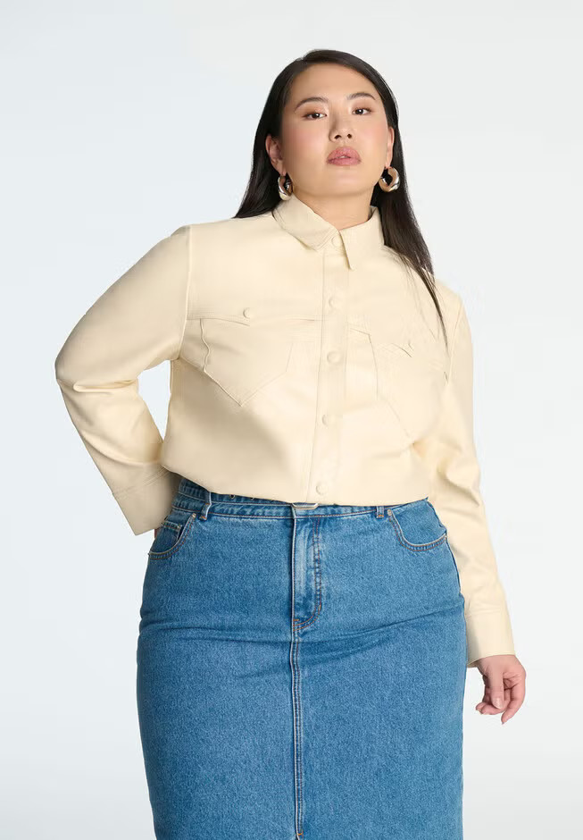 Faux Leather Shacket | Eloquii