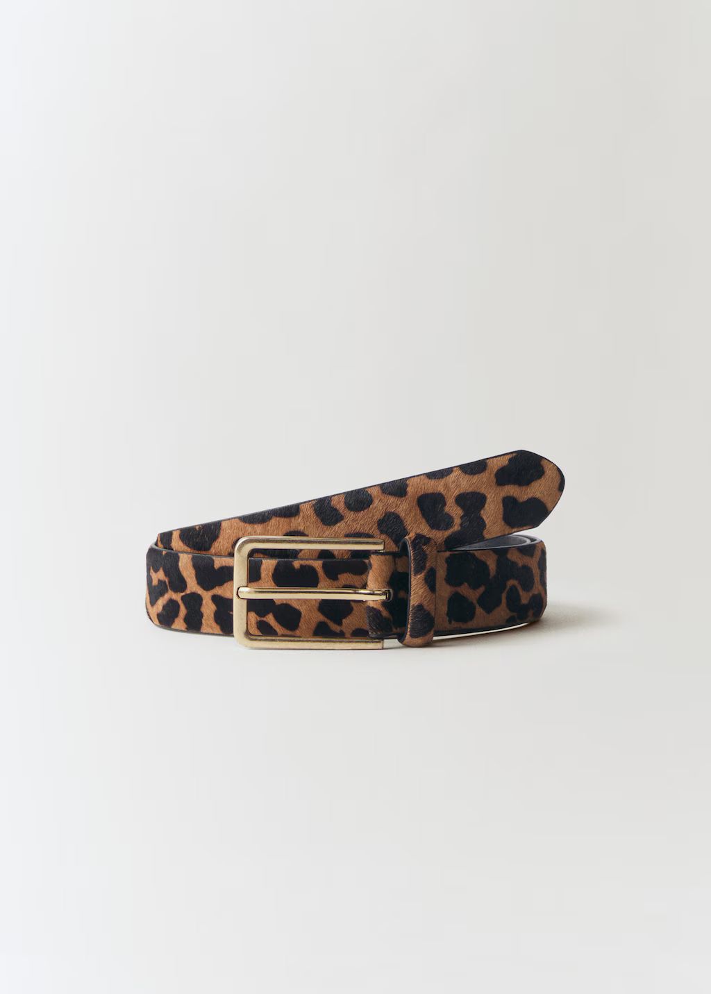 Leopard-print leather belt | MANGO (UK)