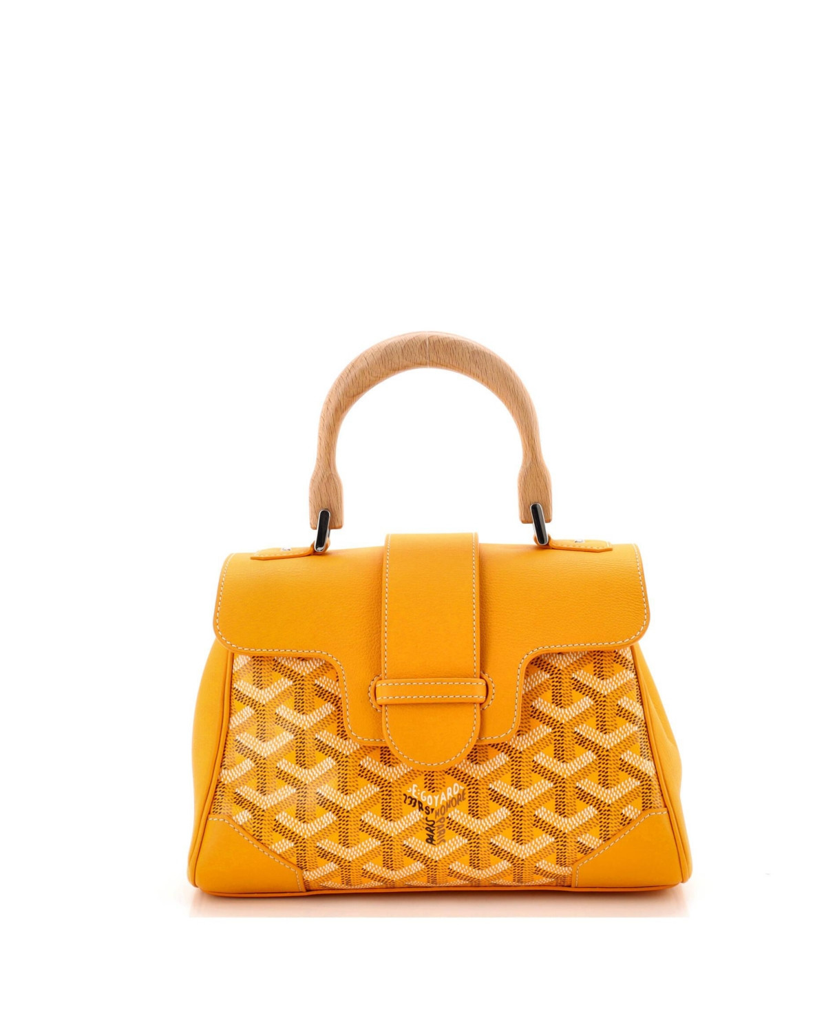Pre-Owned Goyard Mini Saigon Top Handle Bag Coated Canvas with Leather - Orange | Macy's