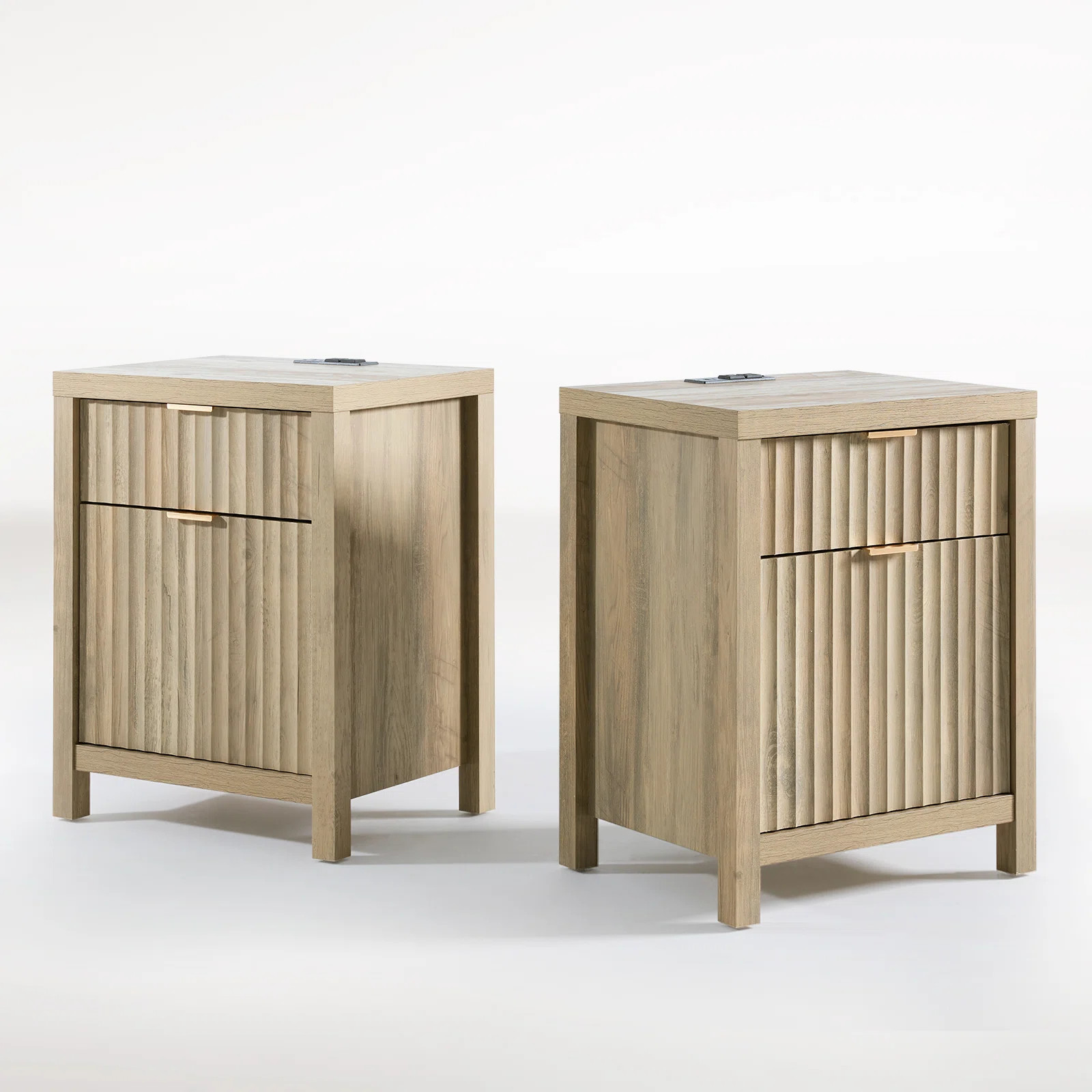 Arrilla 25'' 2 - Drawer Nightstand with Built-In Outlets (Set of 2) | Wayfair North America