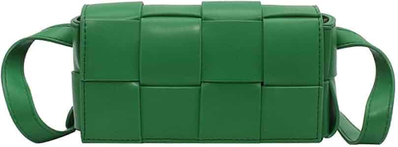 Women Crossbody Chest Bag Weave Leather Flap Adjustable Shoulder Messenger Bags Female Simple Sma... | Amazon (US)