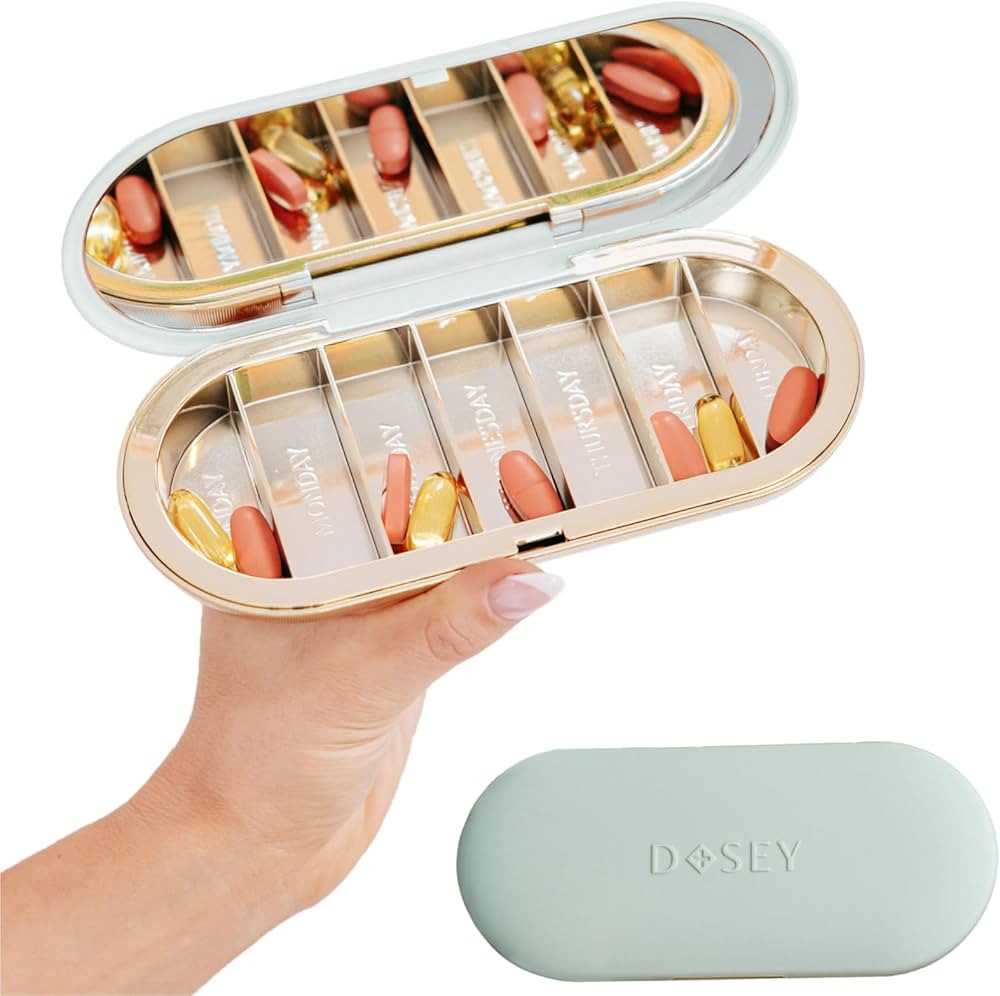 Dosey 7 Day Pill Compact Travel Pill Organizer - Pill Case with 7 Pill Compartments for Medicine ... | Amazon (US)