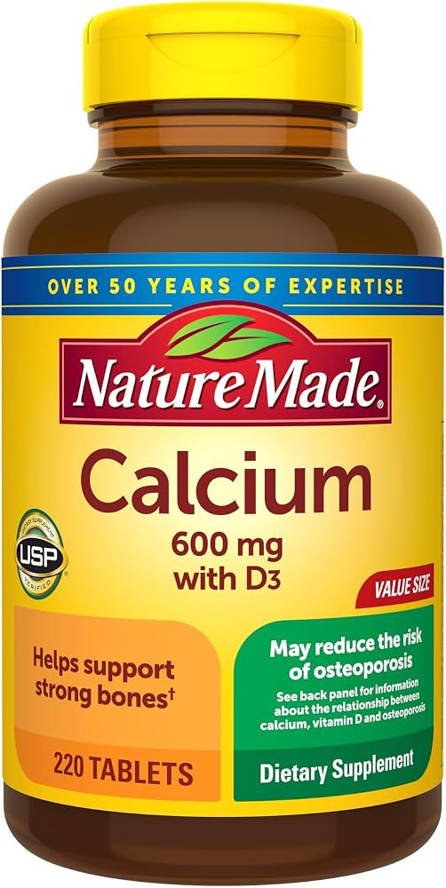 Nature Made Calcium 600 mg with Vitamin D3, Dietary Supplement for Bone Support, 220 Tablets | Amazon (US)