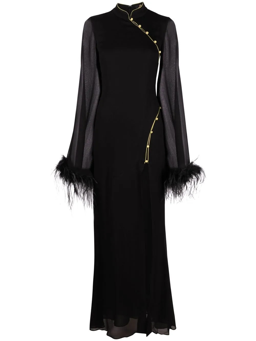 Lisa Marie feather-trim gown | Farfetch Global