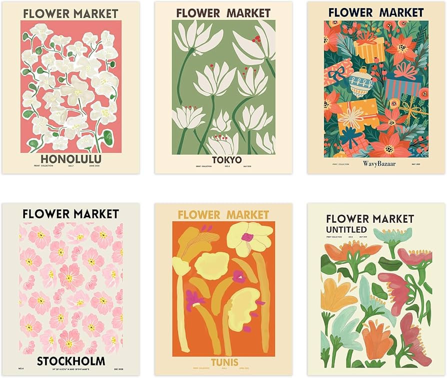 LIYAOLI Flower Market Poster 8 x 10 inch Set of 6 Unframed Matisse Art Prints Flower Market Wall ... | Amazon (US)
