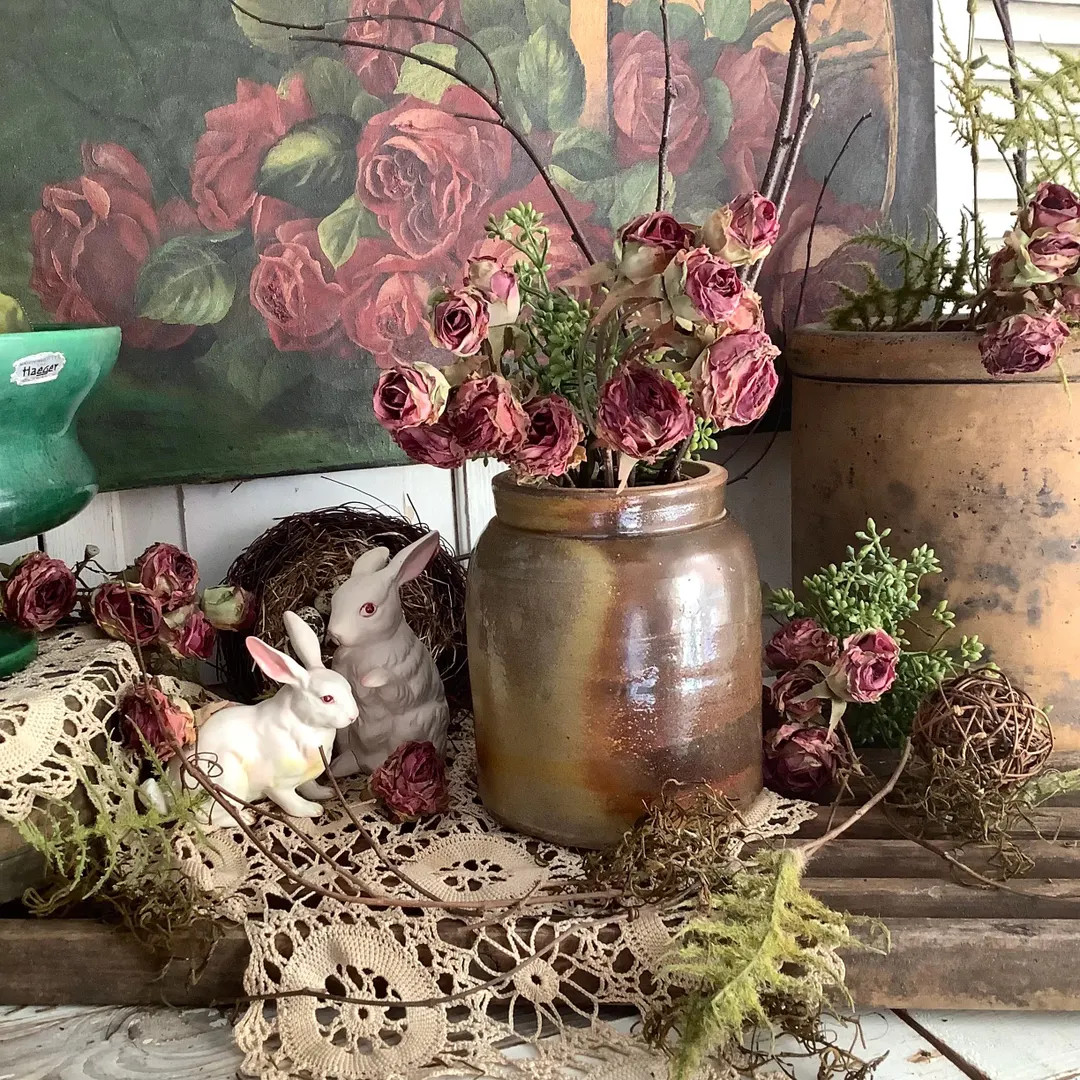 Antique Stoneware Glazed Brown Crock 6.5"T Farmhouse Cottage Kitchen Primitive Decor | Etsy (US)