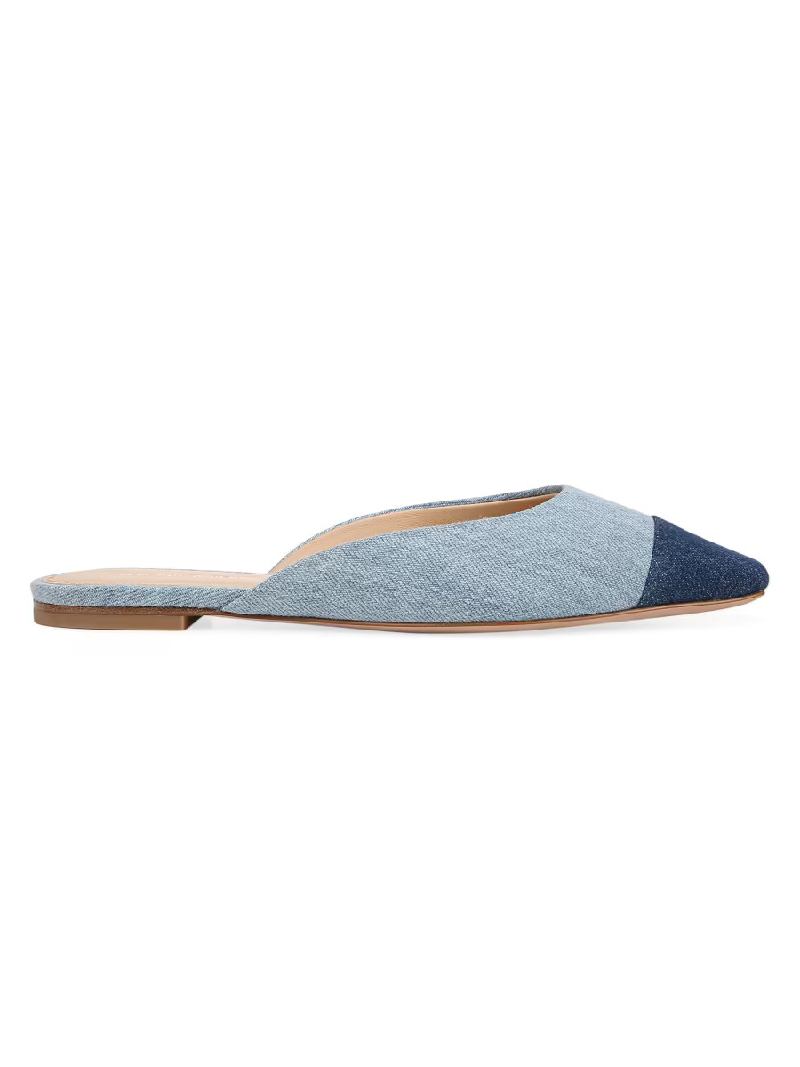 Shop Veronica Beard Carlotta Denim Mules | Saks Fifth Avenue | Saks Fifth Avenue