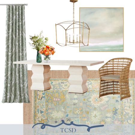Green with envy over this classic dining room design scheme with a fun flare! I 🤍 woven chairs with texture, a colorful rug and a classic gold lantern chandelier. The perfect mix  

#LTKstyletip #LTKhome #LTKSale