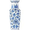 K&K Interiors Porcelain Blue and White Chinoiserie Square Vase, | Amazon (US)