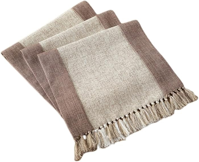 IMIKEYA Tassel Double Table Runner Cotton Linen Table Cloth for Home Decor Washable and Reusable ... | Amazon (US)