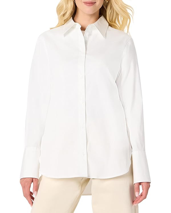 Amazon Essentials (Demi's Pick) Women's Oversized-Fit Cotton Stretch Poplin Button-Down Dress Shi... | Amazon (US)