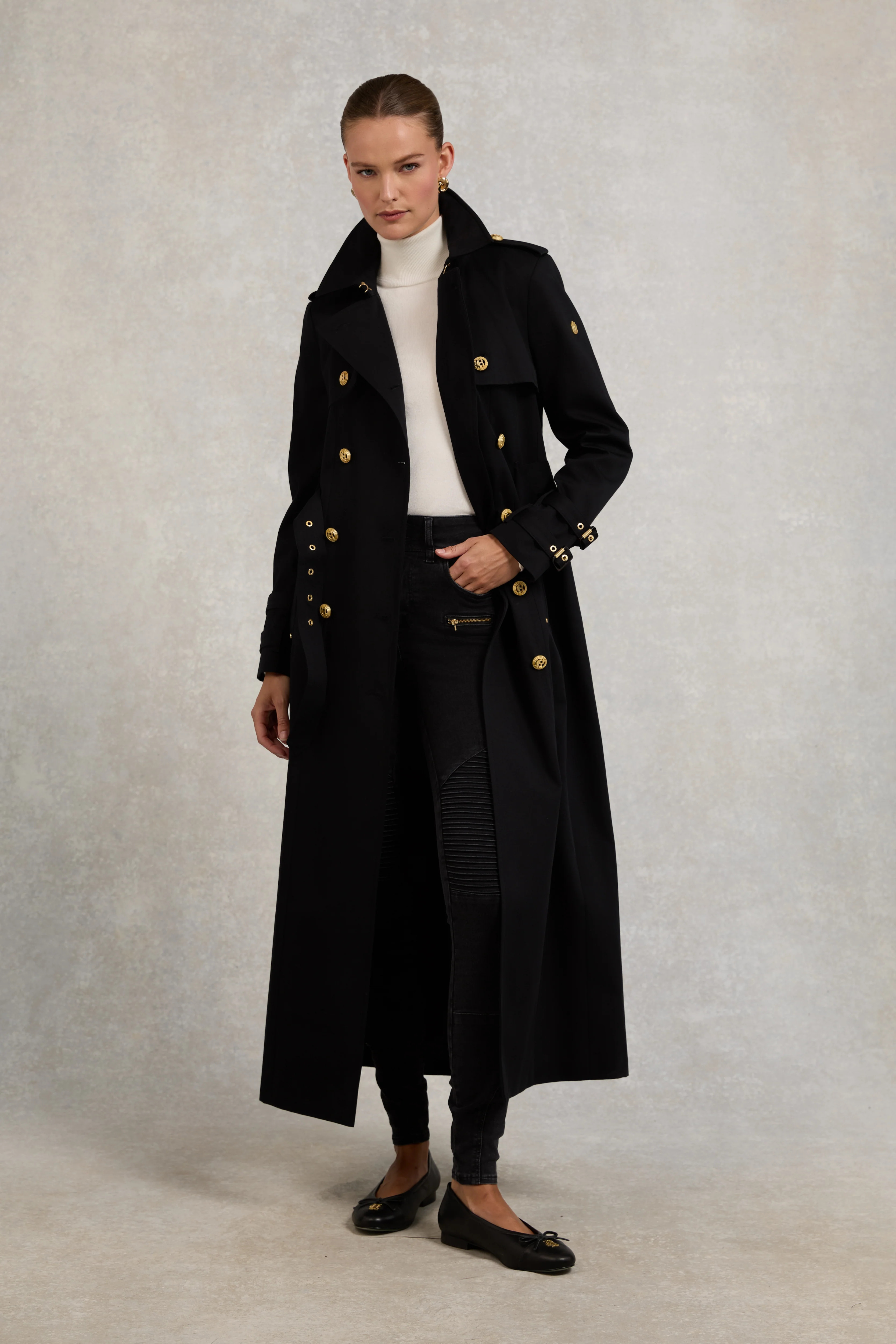 Gatcombe Full Length Trench Coat (Black) | Holland Cooper