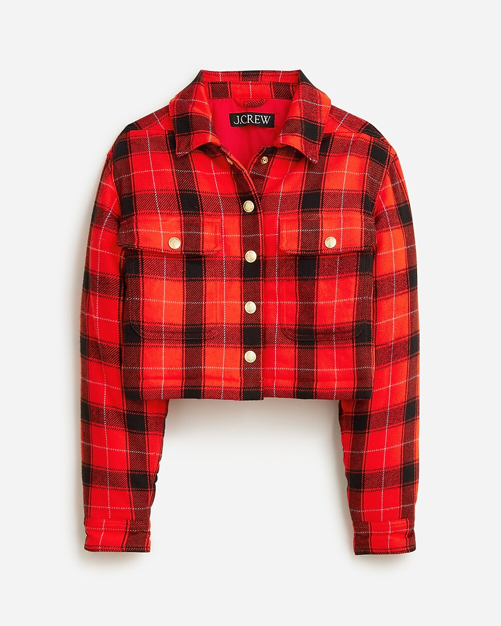 Cropped puffer jacket in buffalo check | J. Crew US