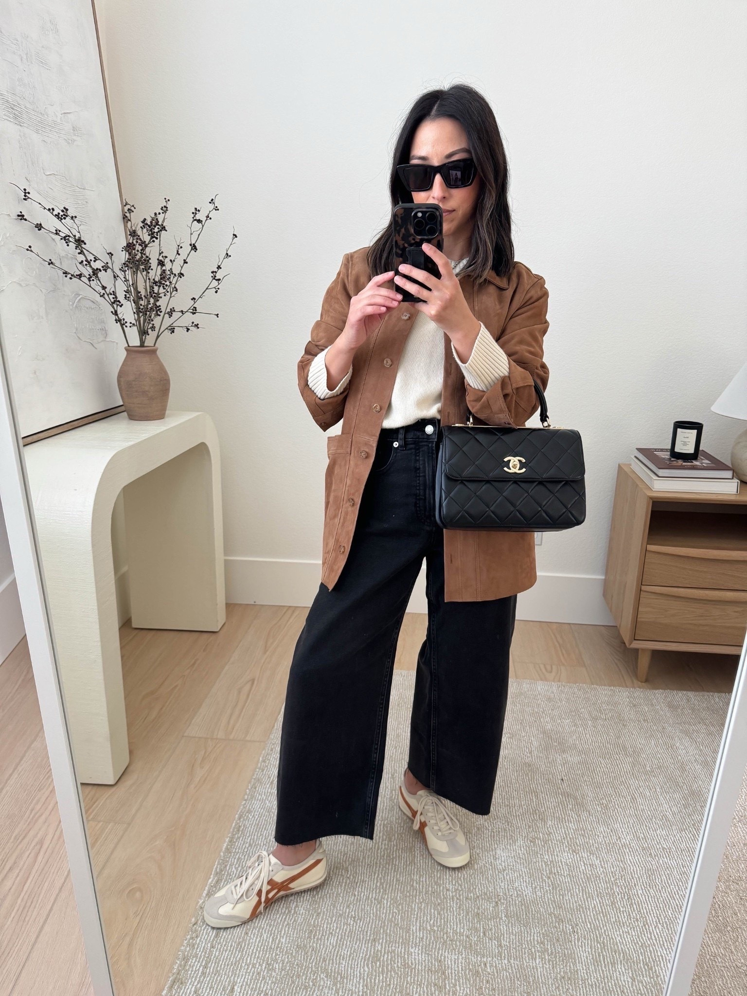 Sezane Suede Will jacket multiple ways. Best suede jackets. Truly, this one is stunning! I find it runs narrow, so for more room, size up. 

Sezane Will Jacket small
Everlane sweater xs
Everlane jeans 26. Sized up and cut hems. 
Onitsuka tiger sneakers men’s 4 Chanel bag
YSL sunglasses

Fall outfits, fall style, jeans, petite style, sneakers 


#LTKPetite #LTKShoeCrush #LTKSeasonal