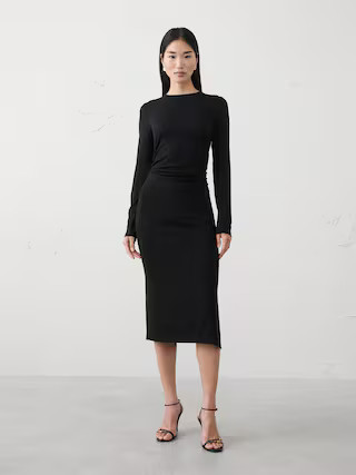 Soft Luxe Shirred-Side Midi Dress | Banana Republic Factory