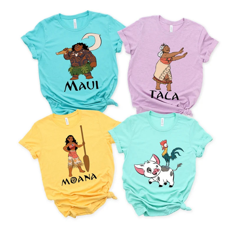 Moana Characters Shirt, Disney Moana Shirt, Disney Family Shirts, Name Customizable Shirt, Maui, ... | Etsy (US)
