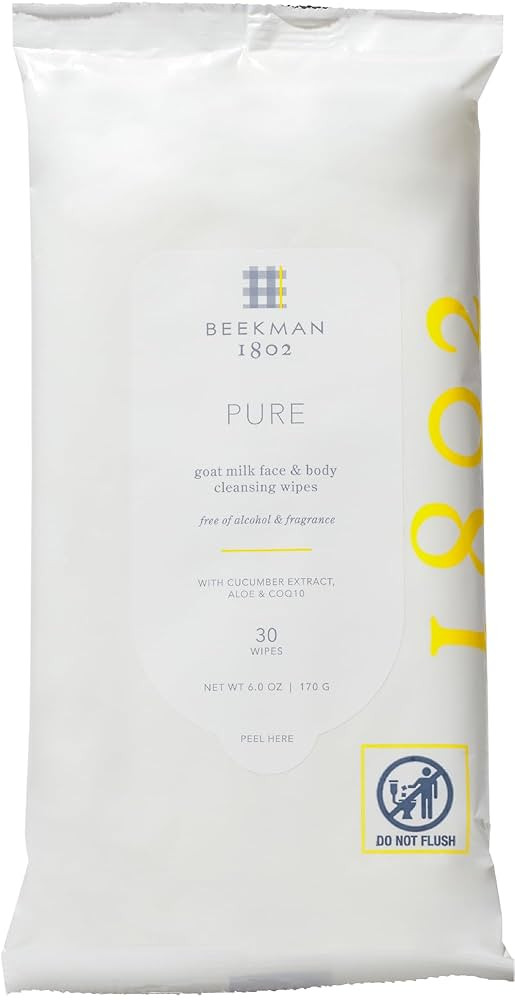 Beekman 1802 Face & Body Wipes - Fragrance Free, 30 Count, Cleanses Dirt & Makeup, With Goat Milk... | Amazon (US)