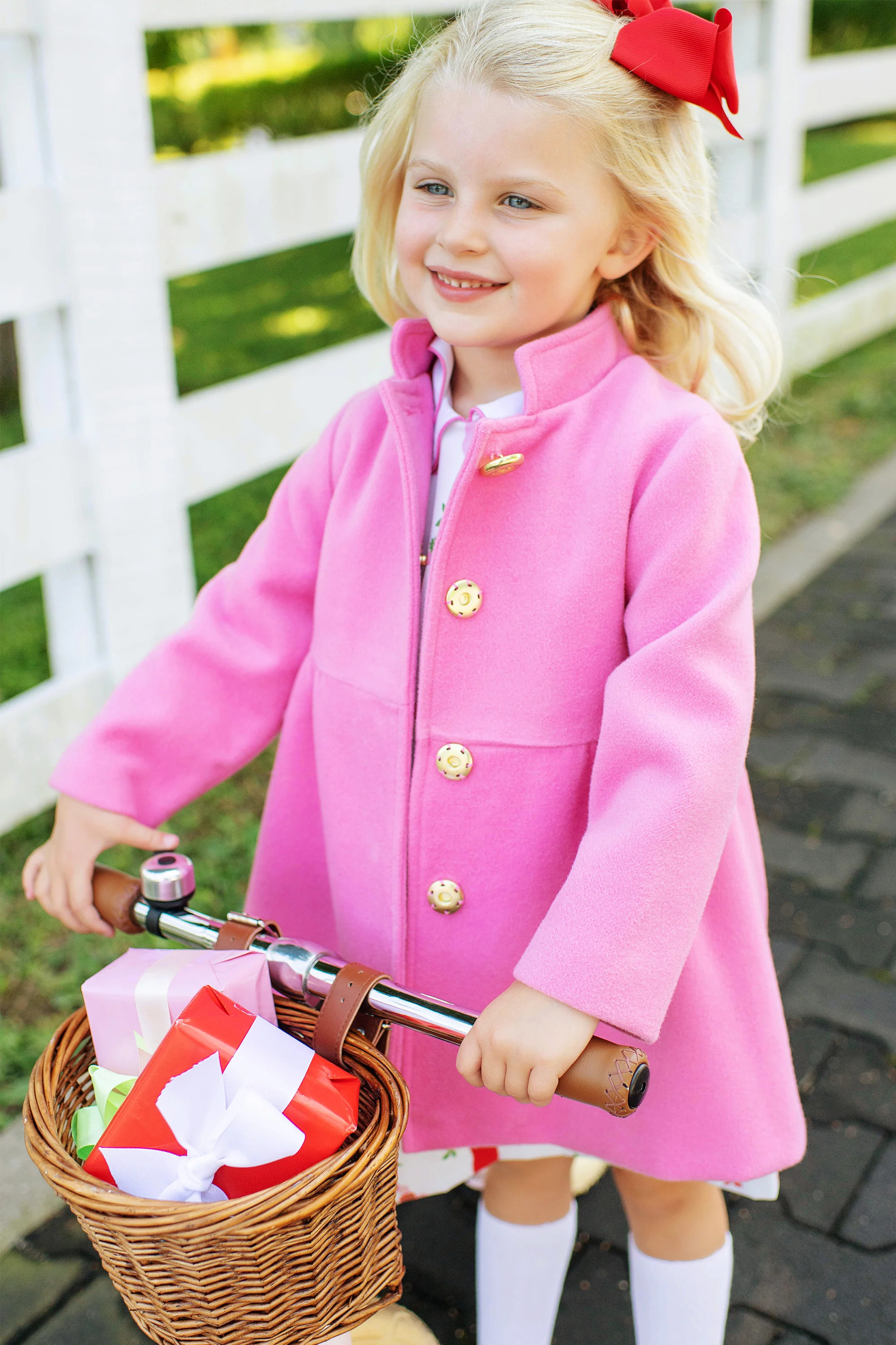 Penelope Peacoat - Hamptons Hot Pink with Richmond Red | The Beaufort Bonnet Company