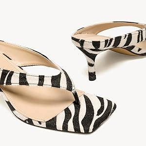Riekhany Kitten Heeled Sandals for Women Slip On Square Clip Toe Flip Flips Low Heel Pumps Comfor... | Amazon (US)
