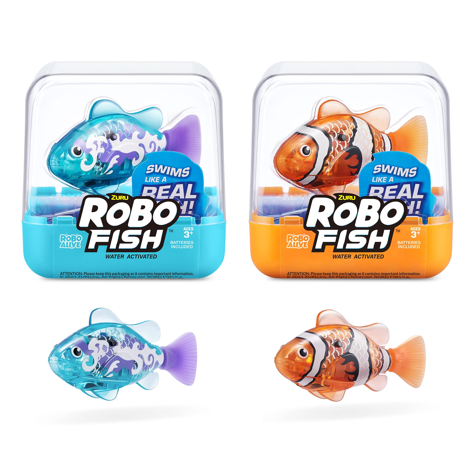 Robo Alive Robo Fish Robotic Swimming Fish (Teal + Orange) by ZURU Water Activated, Changes Color... | Amazon (US)
