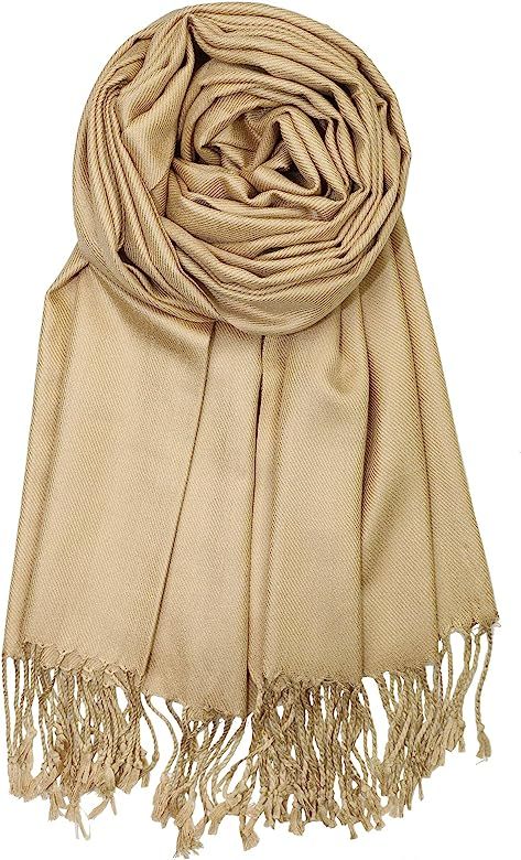 Large Soft Silky Pashmina Shawl Wrap Scarf in Solid Colors | Amazon (US)