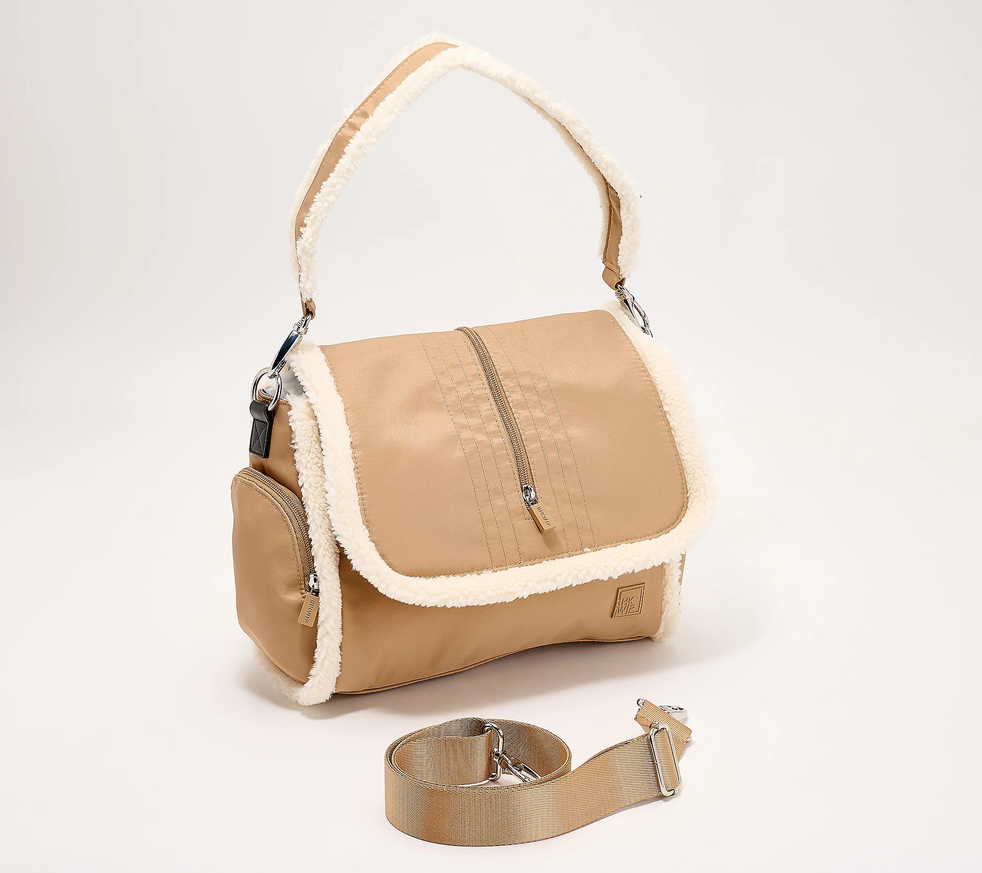 As Is IHKWIP The Sherpa Crossbody Satchel w/Two Straps | QVC