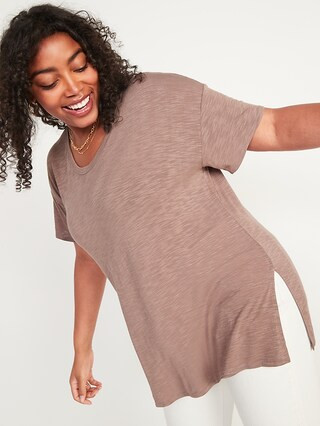 Oversized Luxe Voop-Neck Tunic T-Shirt for Women | Old Navy (US)